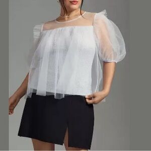 Anthro sheer baby blue blouse 1x NWT